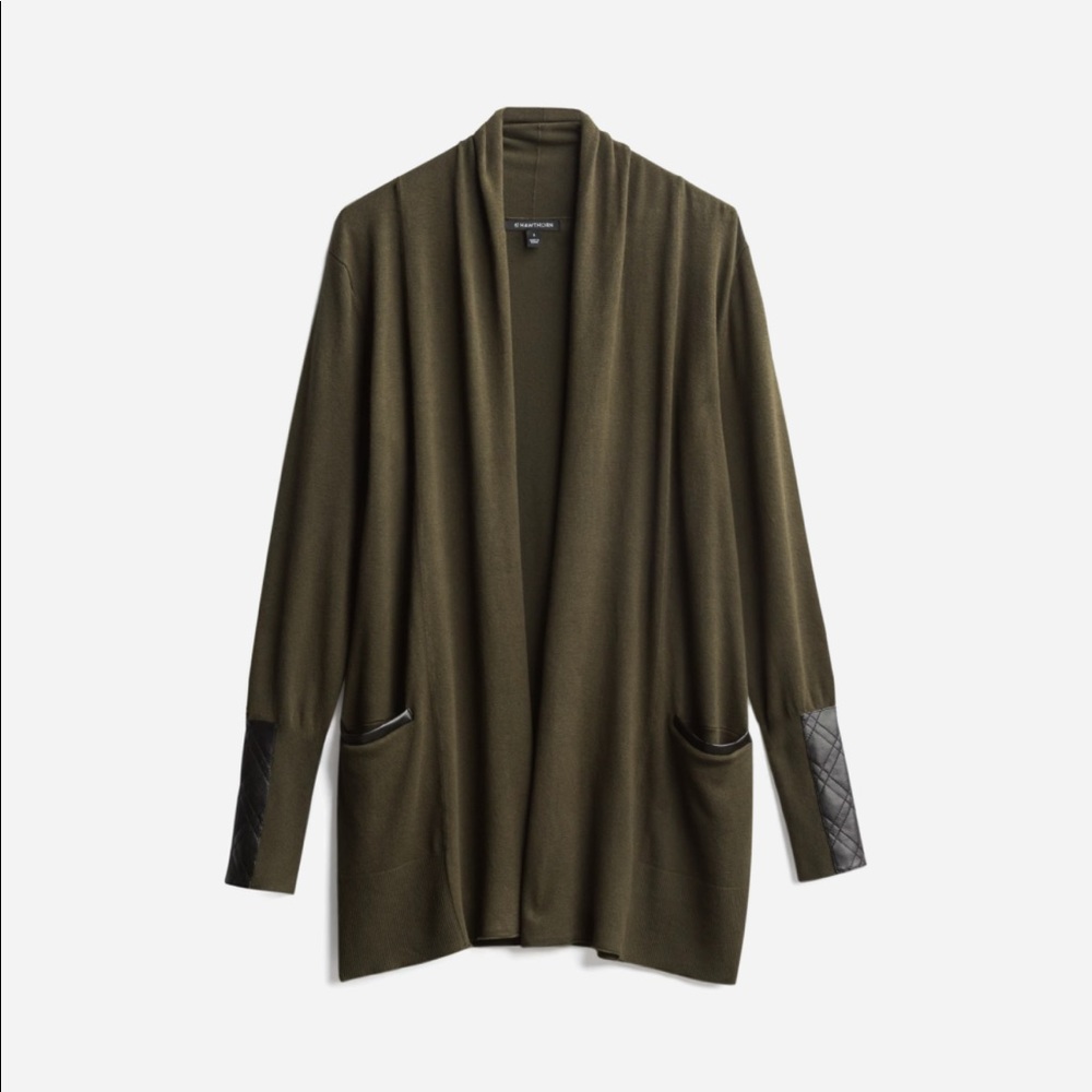 NWT Faux Leather Trim Cardigan